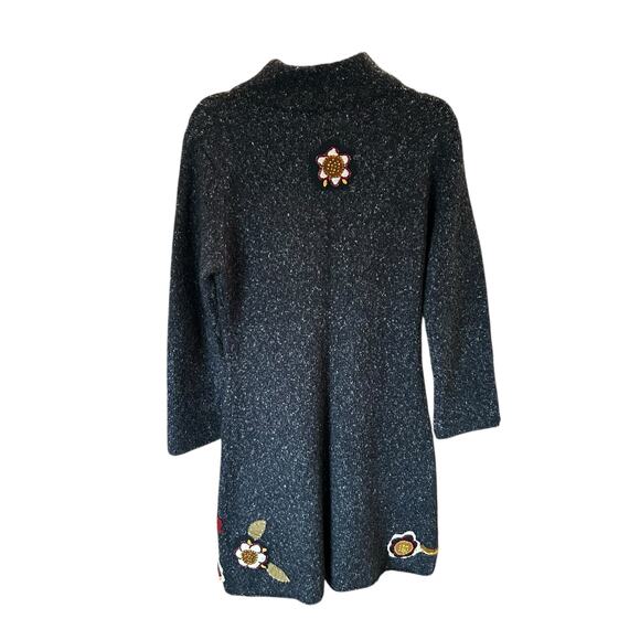 Vintage Relais Gray Multi Floral Embroidered Button Up Cardigan Womens Small - Picture 5 of 5